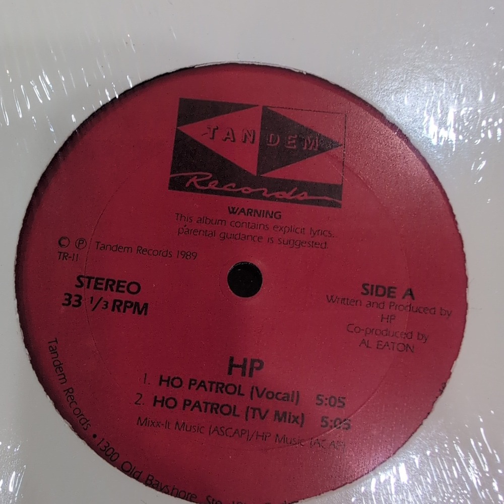 HP Ho Patrol and Skull 12" Vinyl Single Tandem Records 1989 TR-11 Hip Hop VG+ - Picture 2 of 6